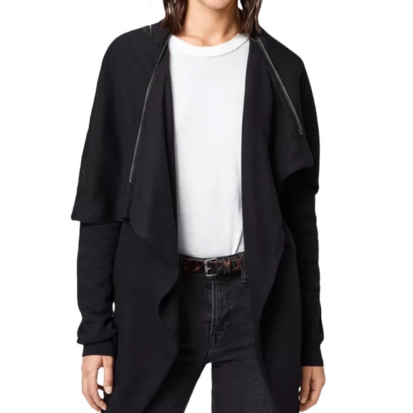 All Saints Sweatshirt Dahlia Convertible Zipper Collar Black S NWT - Picture 4 of 12